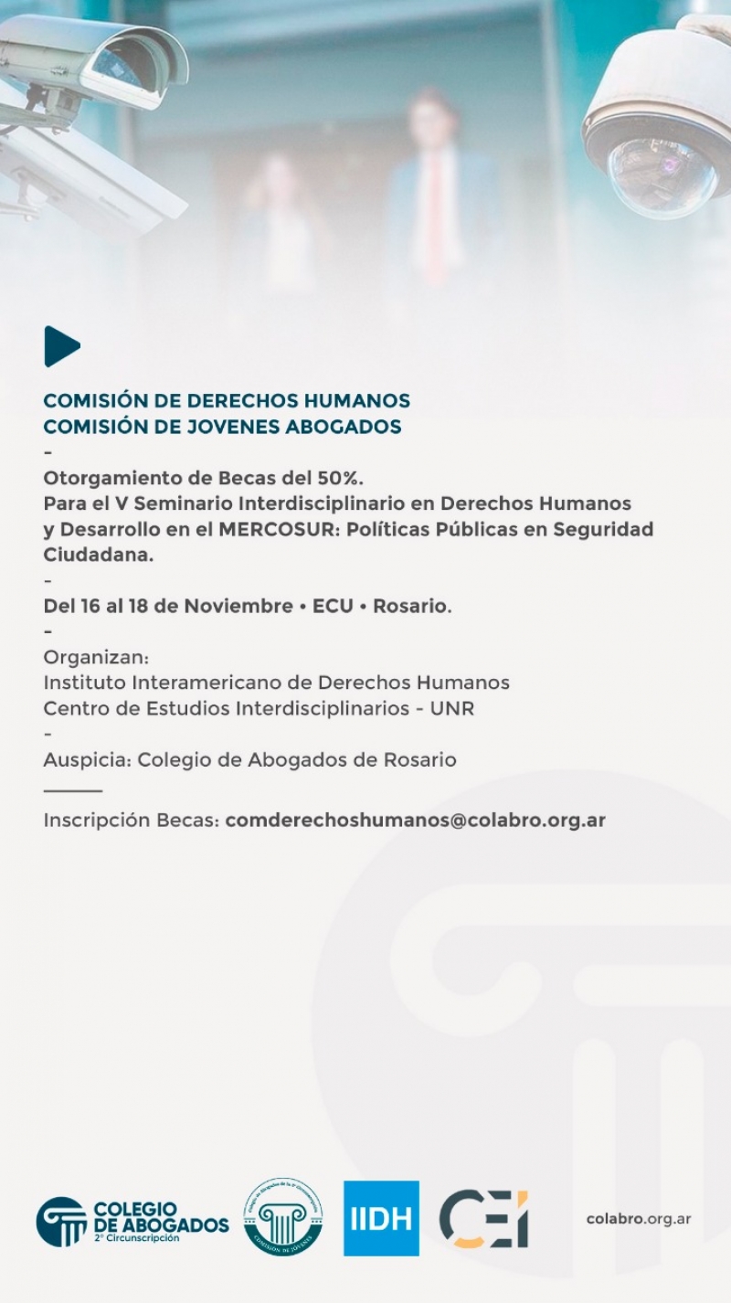 Otorgamiento de Becas del 50% Para el V Seminario Interdisciplinario en Derechos Humanos y Desarrollo en el MERCOSUR - 16/11/2022 - 17/11/2022 - 18/11/2022
